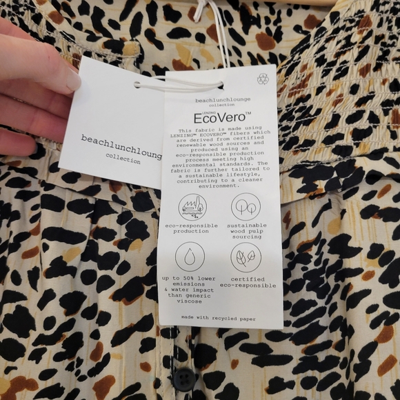 NWT Animal Cheetah Print Oversized Blouse Beach Lunch Lounge Top, Size S - Picture 6 of 8